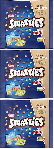 Nestlé SMARTIES Mini, kleine Schokolinsen aus Milchschokolade, einzeln verpackt, 3er Pack (1 x 187g)