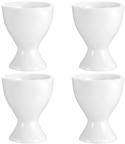 Baluue Hueveras de Cerámica para Huevos Cocidos, Juego de 4 Unidades, Tazas Resistentes para Servir Huevos en Desayuno, Diseño Contemporáneo, Fácil Limpieza, Ideales para Cocina
