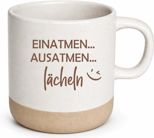 Tasse Mit Spruch Beste Freundin Geschenke, Kaffeebecher Motiv Einatmen Ausatmen Lächeln, Geschenkidee Geschenk Freundin Liebevoll Teetasse Keramik Stilvoll Becher Für Frauen