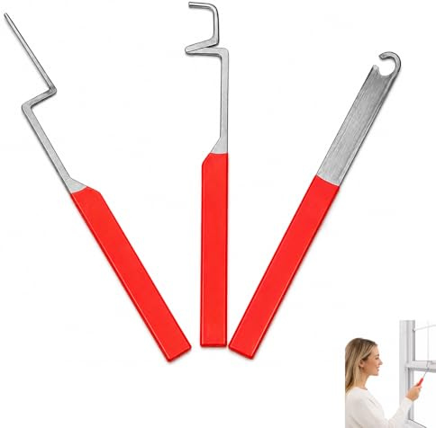 Pack of 3 Practical Locked Window Opening Tool Set, Non-Slip Stainless Steel Door & Casement Window Unlocking Tool Set, Window Fitting Tools for Home Maintenance, Sturdy Corrosions Resistant