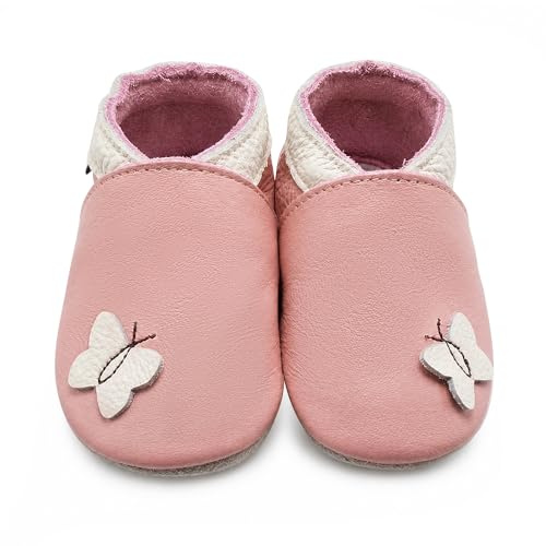 Mejale Krabbelschuhe Baby Echtleder, Lauflernschuhe mit Weicher Veloursledersohle, Atmungsaktive Barfußschuhe für Erste Schritte, Jungen Mädchen