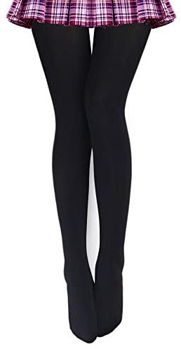 VERO MONTE 1 Pair Opaque Fleece Lined Tights For Women Warm Pantyhose (BLACK)