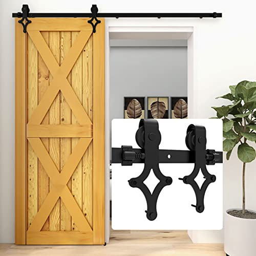 201cm/6.6FT Schiebetürbeschlag Set Schiebetürsystem Zubehörteil schiebe holztüren,Einzeltür,schwarz,sliding barn door hardware