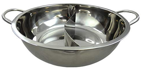 yoaxia ® - [ Ø 32cm Edelstahl HOT POT ] Topf mit 2 Kammern / Feuertopf / Shabu Shabu