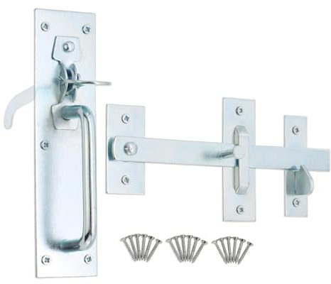 Infinity Decor Heavy Duty Galvanized Zinc Iron Suffolk Gate Thumb Latch Catch Set Ideal for Wooden Garden Gate, Garage & Shed Door Handles