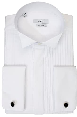 Xact Men's Formal Tuxedo/Dress Shirt with Double Cuff and Cuff Links