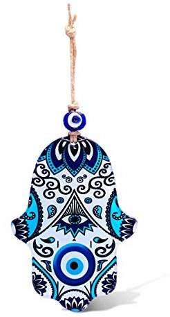MYSTIC JEWELS - Ornamento da parete a forma di Hamsa (Mano di Fatima) in vetro per portare salute e successo a casa (colore 1)