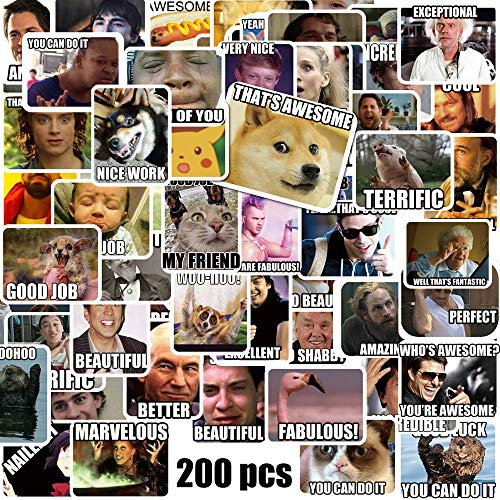 200 Lustige Meme Sticker, wasserfeste Vinyl-Aufkleber