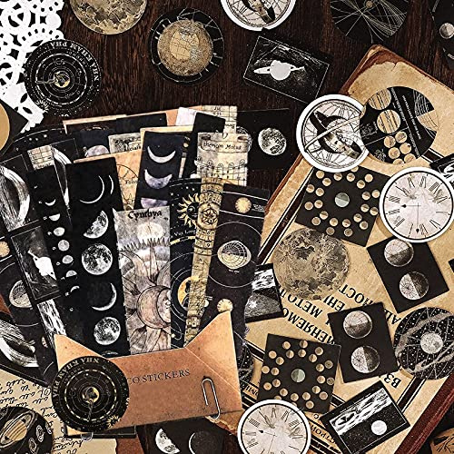 DESEACO Celestial Stickers for Scrapbooking and Bullet Journaling. Aesthetic Space, Planet, Galaxy, Sun & Moon Decorative Vintage Astrology Planner Stickers – 86 Pcs