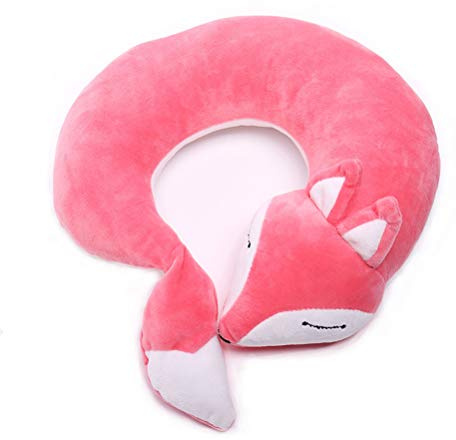 Maibar Nackenkissen für Kinder, Reisekissen, Tierfuchs, Cartoon-Kissen, Flugzeuge für Erwachsene (Rosa)