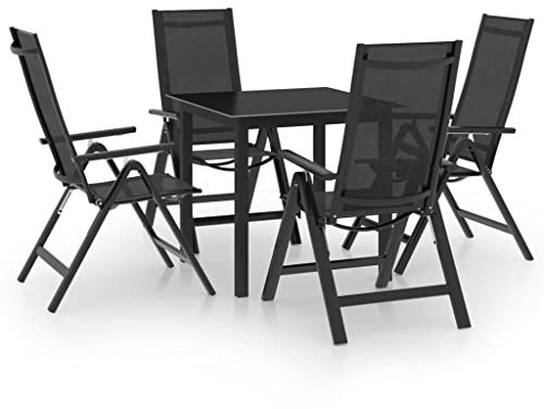 vidaXL Gartenmöbel Set 5-TLG. Gartengarnitur Sitzgarnitur Sitzgruppe Gartenset Gartentisch Gartenstuhl Tisch Stühle Aluminium Anthrazit