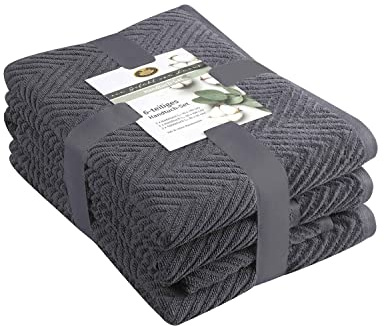 Gözze - Frottier-Set, 2 Handtücher (50 x 100 cm), 2 Duschtücher (70 x 140 cm) und 2 Gästetücher (30 x 50 cm), 100% Baumwolle, 480 g/m² - Anthrazit