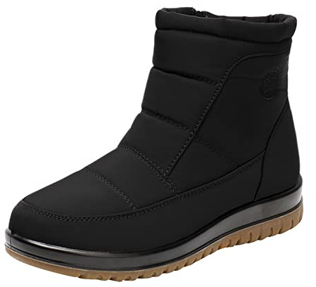 Woaikeyu Botas de nieve calientes para señoras fondo plano botas transpirables antideslizantes zapatos casuales botas de esquí de fondo suave tacones para mujer sexy azul, C le Noir, 37 EU