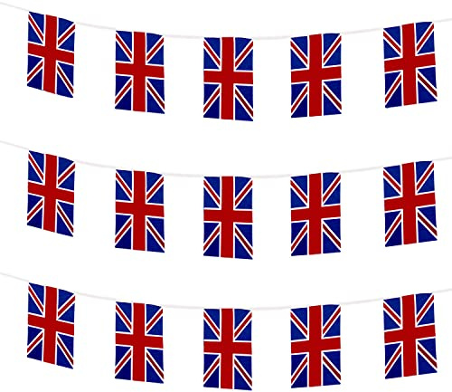 Trimming Shop Union Jack Bunting Banner with 11 Flags – 12ft British Flag Garland for King Charles III Birthday, BBQ, Pub, Garden, Street Party, Royal Events & Football Decorations