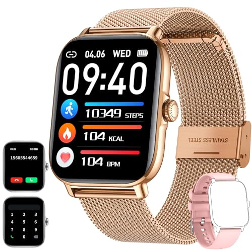 Smartwatch Fitness mit Telefonfunktion Schrittzähler Schlafmonitor: Smart Watch 1.85 Zoll mit Sport Tracker IP68 Wasserdicht Uhren SpO2 Pulsuhr Message Reminder 100+ Sportmodi Uhr für Android iOS