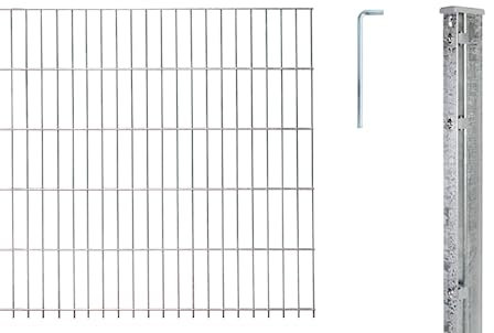 Alberts 674151 Doppelstabmattenzaun als 12 tlg. Zaun-Komplettset | verschiedene Längen und Höhen | feuerverzinkt | Höhe 123 cm | Länge 12,5 m