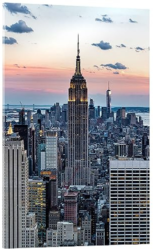 Empire State Building bei Sonnenuntergang, New York Acrylglasbild von Mike Centioli 40 x 60 cm Wandbilder Wanddeko