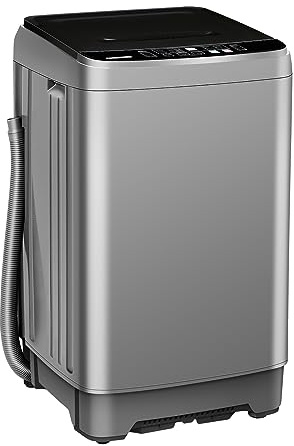 Full Automatic Washing Machine with LED Display, 10 Programs & 8 Water Levels Selections, 15.6Lbs for Home, RV, Camping, Apartment, Dorm - Grey