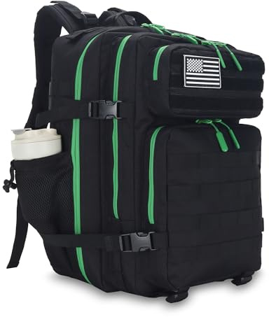 Lovelinks21 45L Tactical Assault Backpack - 3 Day Assault Pack with MOLLE Waterproof Rucksack (Back Green)