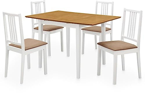 Gecheer Ausziehbar Esstisch Essgruppe | Holztisch Esszimmertisch aus MDF-Tischplatte+ Gummiholzfurnier | Garten Terrassen Tisch Gartenmöbel Esstisch Abmessungen: (80-120) x 80 x 74 cm (L x B x H)