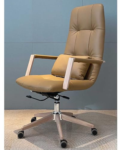 Guyifuny Einfacher Computerstuhl aus Leder, höhenverstellbar, drehbar, Lazy Chair, Chefdrehstuhl, Schlafzimmer-Waschtischstuhl für Mädchen und Frauen