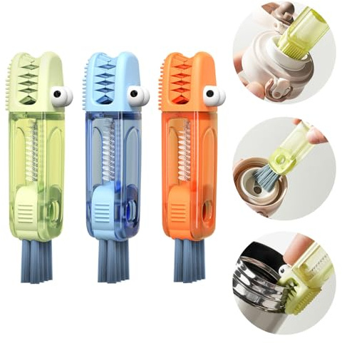 Cup Lid Cleaning Brushes, 3Pcs 3 in 1 Tiny Bottle Gap Cleaner Brushes Multifunction Kitchen Cleaning Brushes for Bottle Gap Tight Spaces Cup