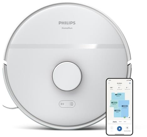 PHILIPS Homerun Serie 2000: Robot Aspirador y friegasuelos 2 en 1 con 2700 Pa de succión & 130 min de autonomía, Navegación láser, Carpet Boost, Controlado por App, Blanco Ártico (XU2000/20)