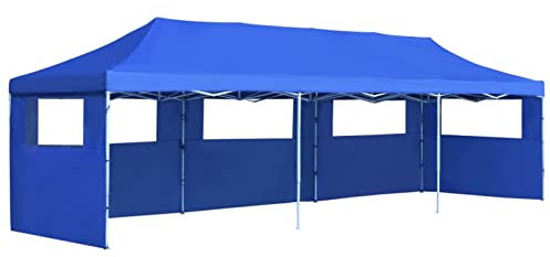 heybb Faltzelt Partyzelt Pop-Up mit 5 Seitenwänden 3 x 9 m Blau Camping Pavillon Partyzelt Leichter Pavillon Camping Pavillon Garten Faltzelt