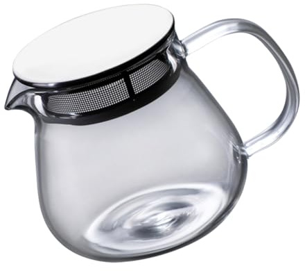 Cafetière en Verre Filtre, Grosse Capacité, Ouverture en V, Théière | Verre Strié Transparent, Isolation Thermique, Poignée Anti-Brûlure, Nettoyage Facile, Finition Lisse, pour Café ou Infusion