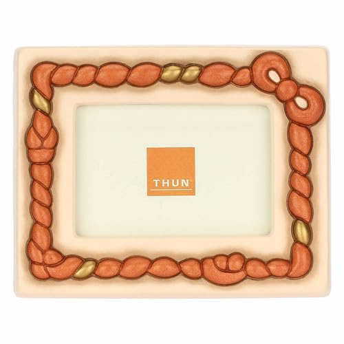 THUN, Portafoto in Ceramica, Telaio in Legno di Pino e Vetro in Versione Piccola, Linea AbbracciAMI, Mini Portafoto da Collezione, Idea Regalo per Natale, 17 x 13.4 x 2.7 cm