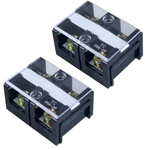 DIANQI 2pcs 660V 60A 2 Positions with Cover Double Row Screw Terminal Strip （TC602 2Pcs）