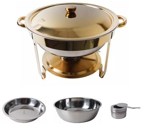 Scaldavivande da Cucina Non è Necessaria L'elettricità, Chafing Dish in Acciaio Inox Vassoio Removable, per Buffet Catering Gastro e Feste