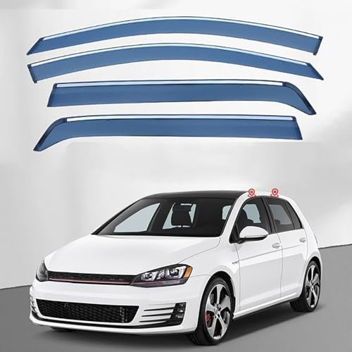 FLLBING Auto Autofenster Windabweiser für VW Golf 7 MK7 2014-2019, Regenschutz Regenabweiser Integrierte Deflektoren Seitenscheibenabweiser Luftabweiser