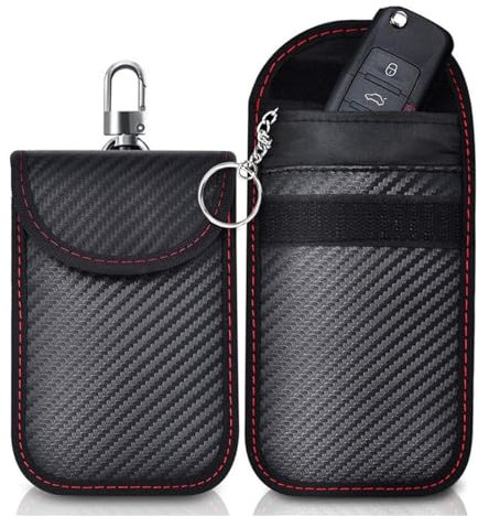 2 Pack Borsa per Chiavi, RFID Blocker Protezione Antifurto,Portachiavi Auto Antifurto,100% Blocca i Segnali Delle Auto,per Protezione Chiave Auto Custodia Keyless RFID Blocker Protezione Antifurto