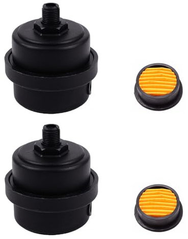 2 silenziatori per compressore d'aria con elementi filtranti di ricambio, filettatura da 1/4, filtro di scarico in plastica per compressore d'aria (colore: nero, diametro esterno 12 mm)