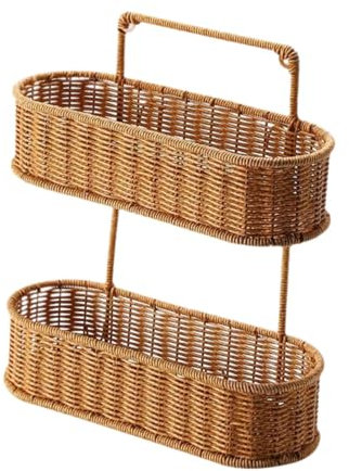 KESOTO Cesta Colgante de Frutas de 2 Niveles, Cesta Tejida para Colgar en la Pared, frutero, Oval