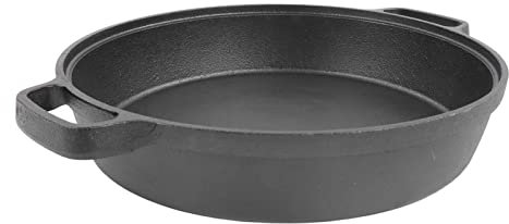 Olla para Acampar, Sartén de Hierro Fundido con Asa Doble, Olla de Hierro Fundido de Cocina de 25 Cm, Sartén con Asa Doble, Horno Holandés sin Recubrimiento, Horno de Pan para