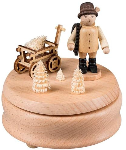 Erzgebirge Palast Saico Spieldose Holzmacher - 12 cm