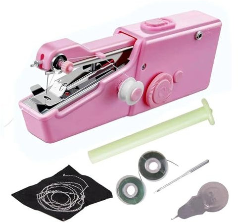 Gör-det-själv-kläder Handarbete Sy Handsymaskin Mini Handsymaskin Elektrisk Handarbete Bärbar Snabbreparation Säker Praktisk(Pink A)