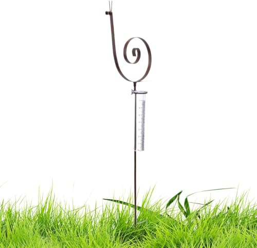 Gartenstecker-Regenmesser, Regenmesser für den Garten | Outdoor Regenmesser Schneckendekor | Monitor-Niederschlagsausrüstung, Terrassendekoration, Regenmesser, Metallstatue für Rasen, Innenhof