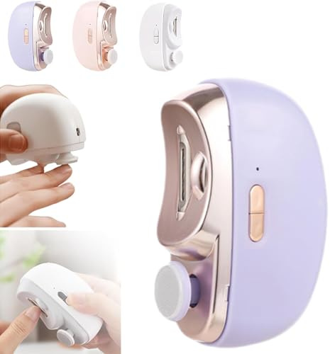 Elektrischer Nagelknipser für Senioren, Nagelschneider, 2025 3-in-1-automatischer elektrischer Nagelknipser mit Polieren, elektrischer Nagelschneider für ältere Erwachsene, Studenten, Babys (Lila)