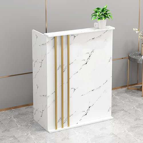 Moderner weißer Empfangstresen mit Transaktionstheke, abschließbare Schublade, ideal für Salon, Lobby, Kassenpult, Empfangsraum und Büro (80 cm)