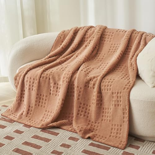 TFCIOD Couverture Douillette, Haute Qualité Couverture de Canapé Chaude, Couverture Lit, Plaid Polaire Doux et Chaud et Moelleuse pour Maman, Femme et Petite Amie (Terracotta, 150x200cm)