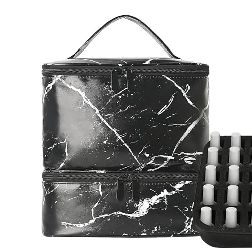 smalto per unghie | contenitore doppio manicure grande capacità: organizzatore di forniture flessibili da viaggio portatile per amanti, famiglie, nero, Consulte la descripción, Vedere la descrizione