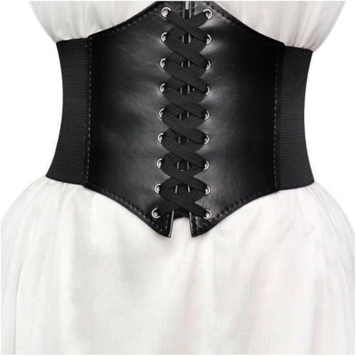 CATOR Ceinture Corset Femme Elastique à Lacets Rétro Large pour Pardessus Robe Fête Jupe Tenue Quotidienne