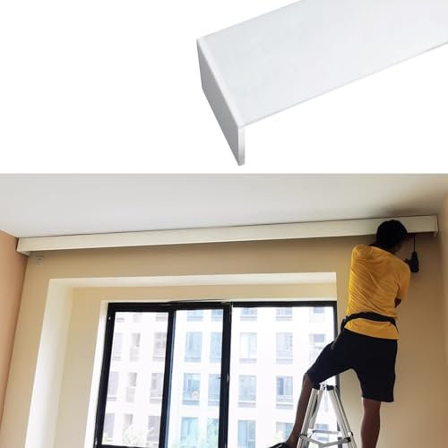 Generisch Verdunkelungsvorhang mit Querbehang für Fenster, extra Langer Querbehang zur Deckenmontage, Seitenteil verlängert auf 330 cm (10,8 Fuß) – Schwarz