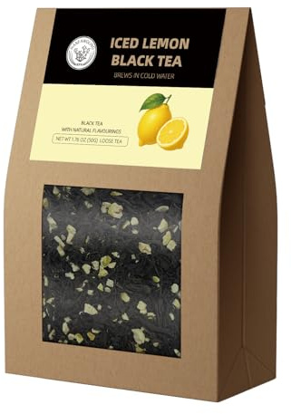 HANFANGLING Iced Lemon Black Tea - Premium Loose Leaf Blend with Real Freeze-Dried Lemon | Refreshing & Natural | Brews in Cold Water | 1.76 oz (50g) Pack