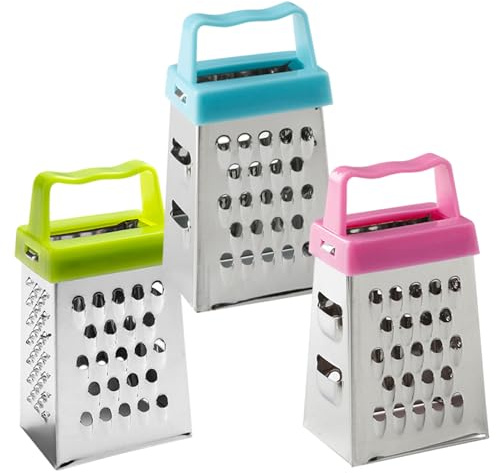 Rallador de queso pequeño de acero inoxidable con mango, 3 unidades, multifuncional, para cortar verduras, para el hogar, mini rallador de queso, para cocina.