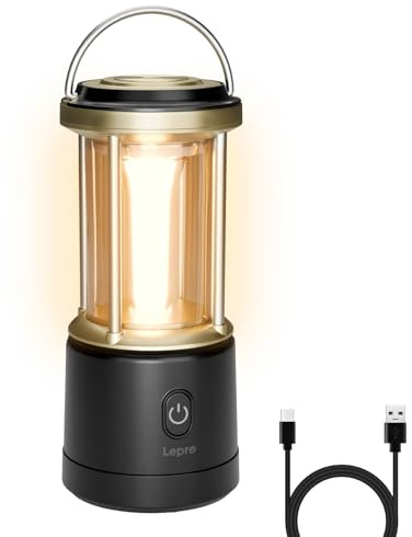 Lepro Lanterne Camping LED Rechargeable, 2000Lm Lampe Camping Puissante, Dimmable 5 Modes, Etanche Portable Suspendue, pour Camping, Bricolage, Secours, Garage, Cave, Urgence