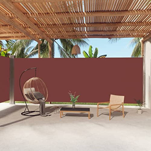 Tenda da sole laterale retrattile 220 x 1000 cm, protezione UV per esterni per terrazza e balcone, avvolgibile, divisorio in tessuto marrone, resistente alle intemperie